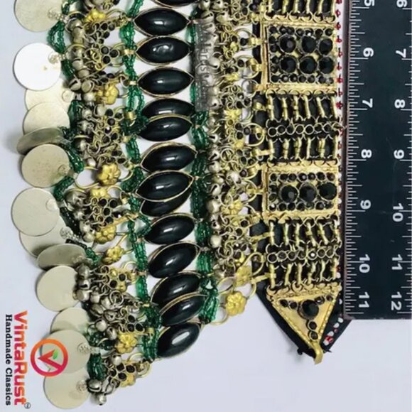 Black Gypsy Layered Choker Necklace, Handmade Necklace With Black Glass Stones - Picture 9 of 11